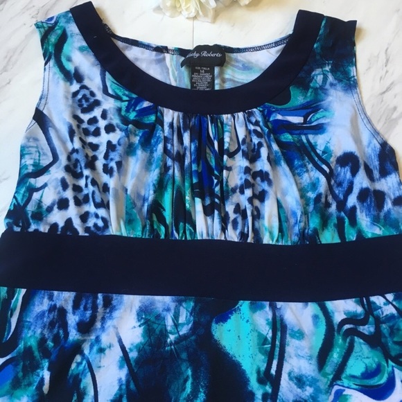 Kathy Roberts | Empire Waist Blue Abstract Dress - Picture 3 of 5